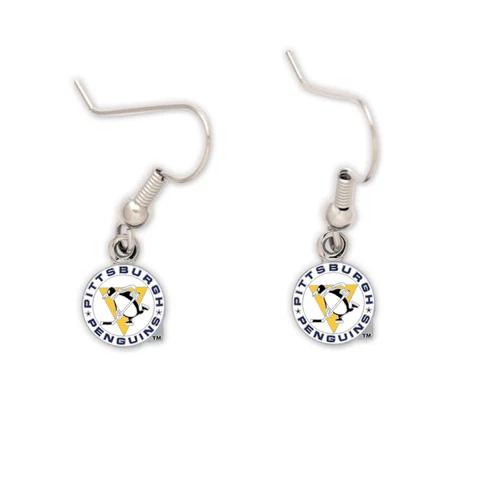 Pittsburgh Penguins Vintage Logo Dangle Earrings NHL New Cover