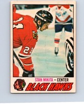 VINTAGE HOCKEY CARD O-PEE-CHEE 1977 CHICAGO BLACK HAWKS STAN MIKITA  NO75