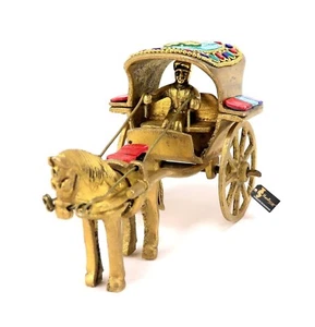 Carrello cavallo ottone lavoro pietra preziosa replica decorazione vetrina, standard, multicolore - Foto 1 di 6