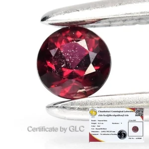 💎 GLC Report 0.11ct Round Brilliant Red Ruby - Unheated Songea Gemstone - Picture 1 of 5