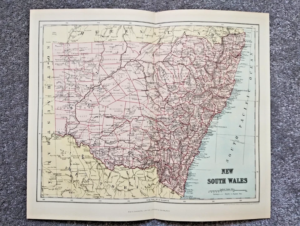 1903 Antique Map of New South Wales, Australia - W&R Chambers - Image 1 of 1