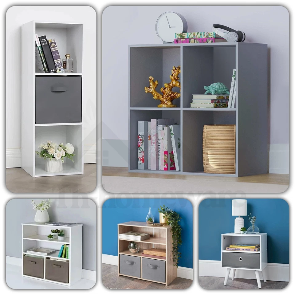 Wooden Cube Storage Unit Bookcase Shelving Cabinet Organizer with Baskets - Image 1 of 1