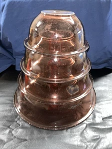 4 ciotole di miscelazione vintage Pyrex Corning Nesting viola #322 #323 #325 #326 vetro - Foto 1 di 3