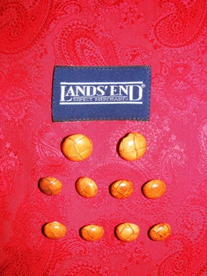 LANDS' END GENUINE LEATHER KNOT STYLE REPLACEMENT BUTTON FULL SET NATURAL TAN - Image 1 of 4