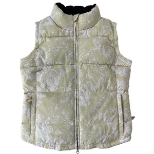 Marker Women’s Floral Down Feather Puffer Vest Yellow White Size 8 M 44 - Picture 1 of 12