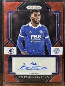 2022-23 Panini Prizm #S-KI Kelechi Iheanacho RED Auto Leicester City - Picture 1 of 2