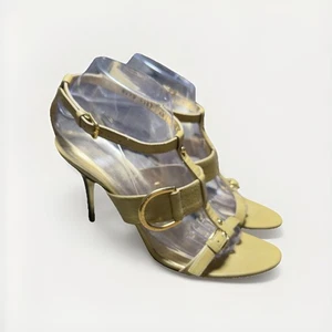 Dolce & Gabbana Damen Beige Leder Gold Schnalle Riemchen Heels Gr. 40 Italy - Bild 1 von 13