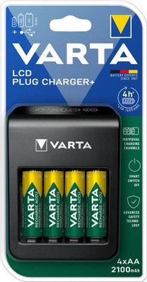 Varta Ladegerät LCD Plug Charger+ inkl. 4x AA Akkus 2100mAh - Bild 1 von 2