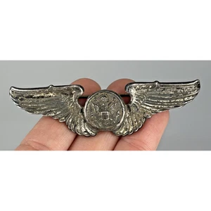 WWII Sterling Silver US Airman's Wing Crew Pin Approx. 1941-1945 - Picture 1 of 8