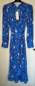 Marks and Spencer Per Una Floral Print Midiaxi Wrap Dress 10 Reg Blue Mix BNWT - Picture 1 of 9