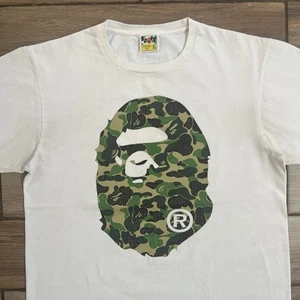 Bape Shirt Size XL White Camo Logo Men’s Bathing Ape Designer Authentic - Picture 1 of 17