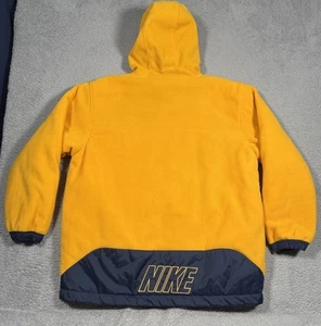 Vintage Y2K Nike Fleece Reversible Jacket Mens XL Navy Blue & Yellow Full Zip - Picture 1 of 11