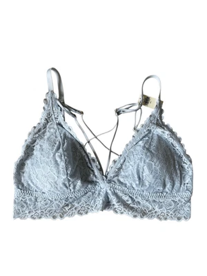 NEW Aerie Strappy Lace Padded Bralette size L Blue Floral - Image 1 of 4