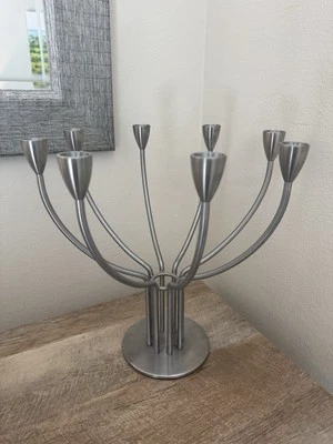 IKEA STOCKHOLM 8 Arm Candelabra Silver Metal Candleholder MCM Large - Image 1 of 4