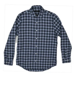 The Men's Store Plaid Flannel Shirt Navy M New $98  14417 - Picture 1 of 5