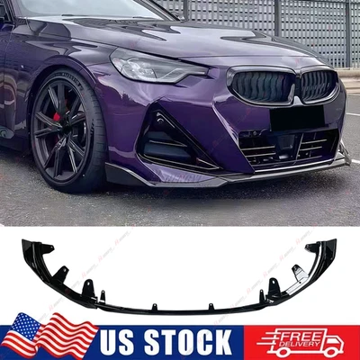 Gloss Blk For 2022-2025 BMW G42 M240i M Sport Performance Style Front Bumper Lip - Image 1 of 4