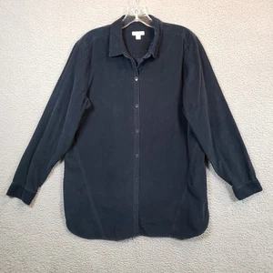 J Jill Corduroy Shirt Womens Medium Blue Long Sleeve Button Up Tunic Cabincore - Picture 1 of 12
