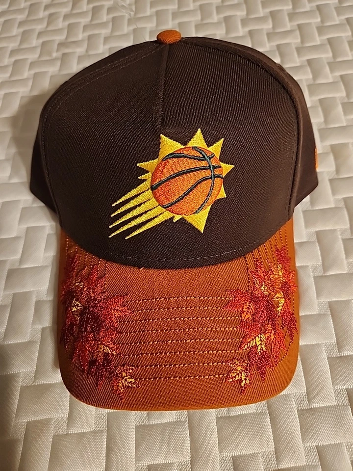 Sombrero Phoenix Suns New Era Snapback Marrón/Naranja Otoño/Otoño Diseño Hoja Cosida Foto 1 de 4