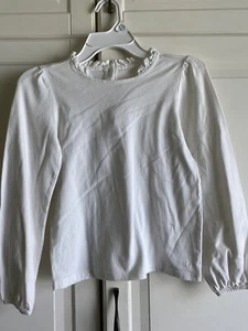 Janie and Jack Top Blouse Girls 8 Classics Ivory Cream Ruffle Long Sleeve Shirt - Picture 1 of 6