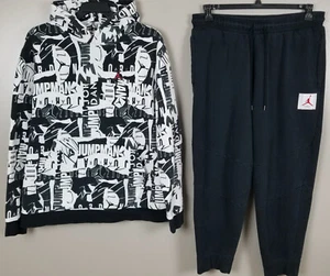 JORDAN JUMPMAN POLAR SUDADERA CON CAPUCHA + CONJUNTO DE PANTALONES NEGRO ROJO RARO (TALLA 2XL) - Imagen 1 de 23