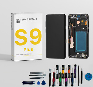 Samsung S9 Plus MIT KIT 100% ORIGINAL Display SM-G965 AMOLED Rahmen SCHWARZ