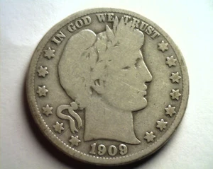 1909 MEDIO DÓLAR BARBERO MUY BUENO EN MUY BUEN ESTADO BONITA MONEDA ORIGINAL BOBS MONEDAS ENVÍO RÁPIDO - Imagen 1 de 2