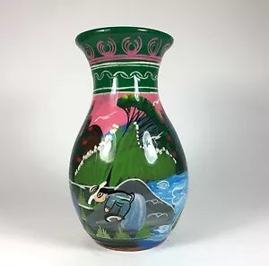 Mexican Tiaquepaque Pottery Terracotta Vase - Picture 1 of 6