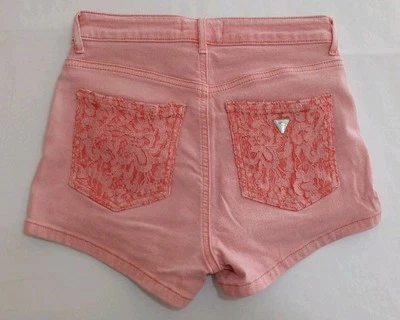Guess Claudia кружева отделки высоты эластичной джинсовой ткани шорты размер 26 внутренний шов 2,25» розовый - Изображение 1 из 4