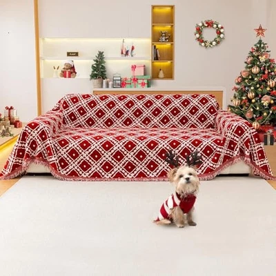 Reversible Couch Cover Blanket, 1pc/71"x 118"/Rectangular Chrismas Red - Image 1 of 4