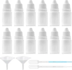 12Pcs Plastic Squeezable Dropper Bottles Eye Liquid Dropper Refillable 3ml-20ml - Picture 1 of 16