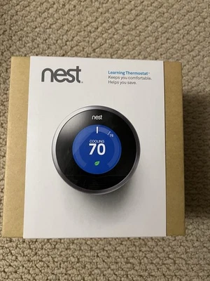 Nest 01A T100577 Plateado/Negro 1ª Generación Acero Inoxidable Wi-Fi Termostato de Aprendizaje Foto 1 de 4