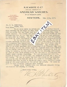 1897 New York N H WHITE AMERICAN WATCHES DIAMONDS letter A V HUYLER M De H MASON - Picture 1 of 1