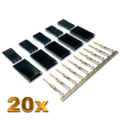 ✅ 20 Stück Male Servo Stecker Vergoldet JR Graupner Futaba kompatibel Crimp Pins - Bild 1 von 4