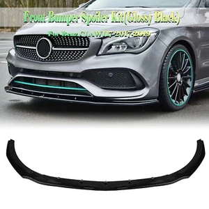 Front Bumper Spoiler For Benz CLA W117 C117 180 200 250 CLA45AMG 2017-2019 Black - Picture 1 of 17