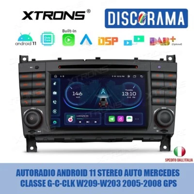 AUTORADIO ANDROID 11 STEREO AUTO MERCEDES CLASSE G-C-CLK W209-W203 2005-2008 GPS - Immagine 1 di 4