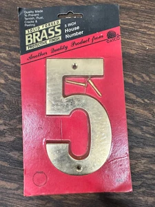 New Vintage Gatco 5” Brass #5 House Number - Picture 1 of 2