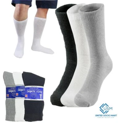12 Pairs Mens Diabetic Crew Socks Health Circulatory Cotton Size9-11,10-13,13-15 - Image 1 of 4