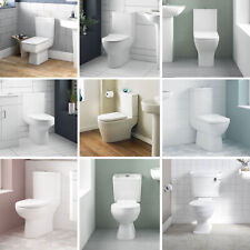 Nuie Close Coupled Toilet White Modern Pan Cistern & Soft Close Seat Bathroom