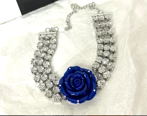 Blue rose crystal choker - Picture 1 of 3