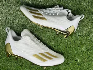 Adidas Adizero White Gold Metallic Football Cleats GX5122 Mens Size 13 NEW - Picture 1 of 7