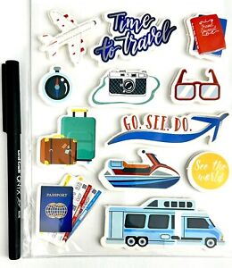 Time to Travel - Scrapbooking Card Stickers (New) Dimensional - Travel