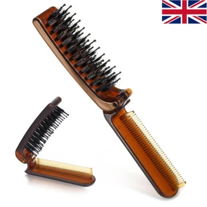 Folding Hair Brush with Fine Tooth Comb Mini Wet Hair Brush for Men Women Travel - Picture 1 of 16