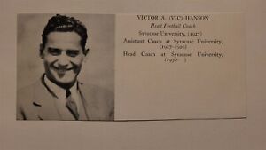 Victor Vic Hanson Syracuse University 1934 College Football Coach Panel RARE!