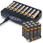 Rechargeable AAA / AA  Batteries and 8-Way  Charging Dock - Venom  Power