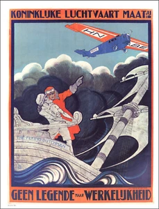 2000 Vintage Plane Print 1923 Dutch Aviation Poster KLM Flying Dutchman Boat - Bild 1 von 3