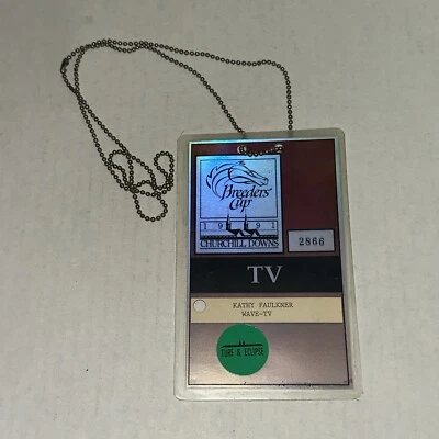 Copa de Criadores 1991 Carrera de Caballos Campeonato Mundial TV Prensa Pase Insignia Boleto Talón Foto 1 de 4