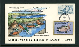 1984 FDC USA Scott # RW51 Collins Hand-Painted Cachet VF Cover Duck Stamp - Picture 1 of 2