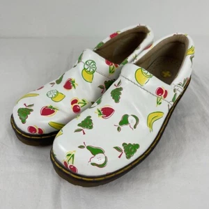 Doc Martens White Fruit Blend Leather Slip On Clogs Size Women's 9 Mens 8 - Picture 1 of 9