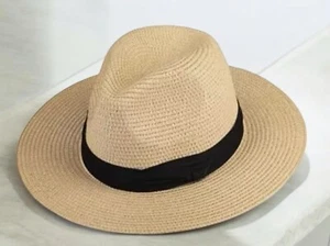 Strohhut Unisex Strand Panama beige 22" 56 cm verstellbar - Bild 1 von 3
