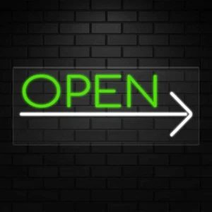 Open Sign for Business Displays | LED Flex Neon | 32"W x 13"H x 1"D - Foto 1 di 4